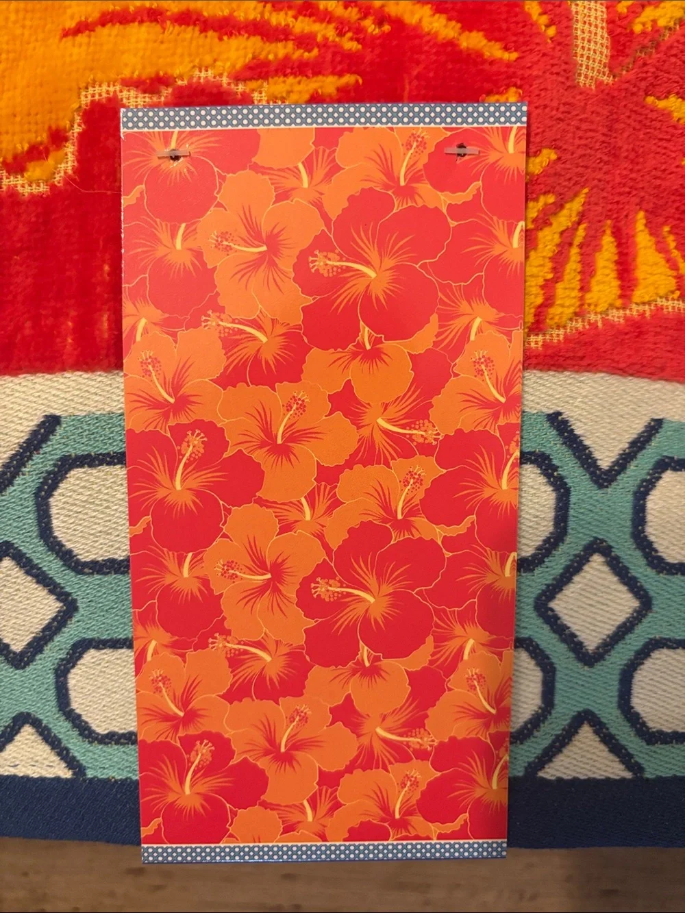 Trident Beach Pool Play Towel Hibiscus Garden Orange & Red 40in x 72 in New